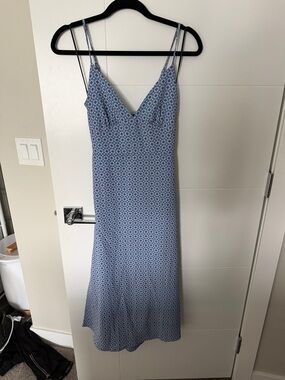Blue Floral Slip Dress with V-Neck